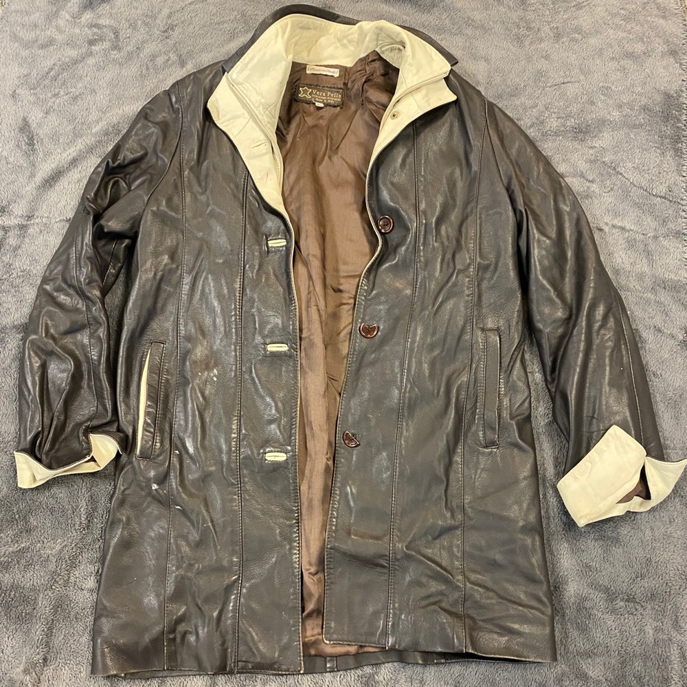 Ver Pelle brown leather jacket made in Italy